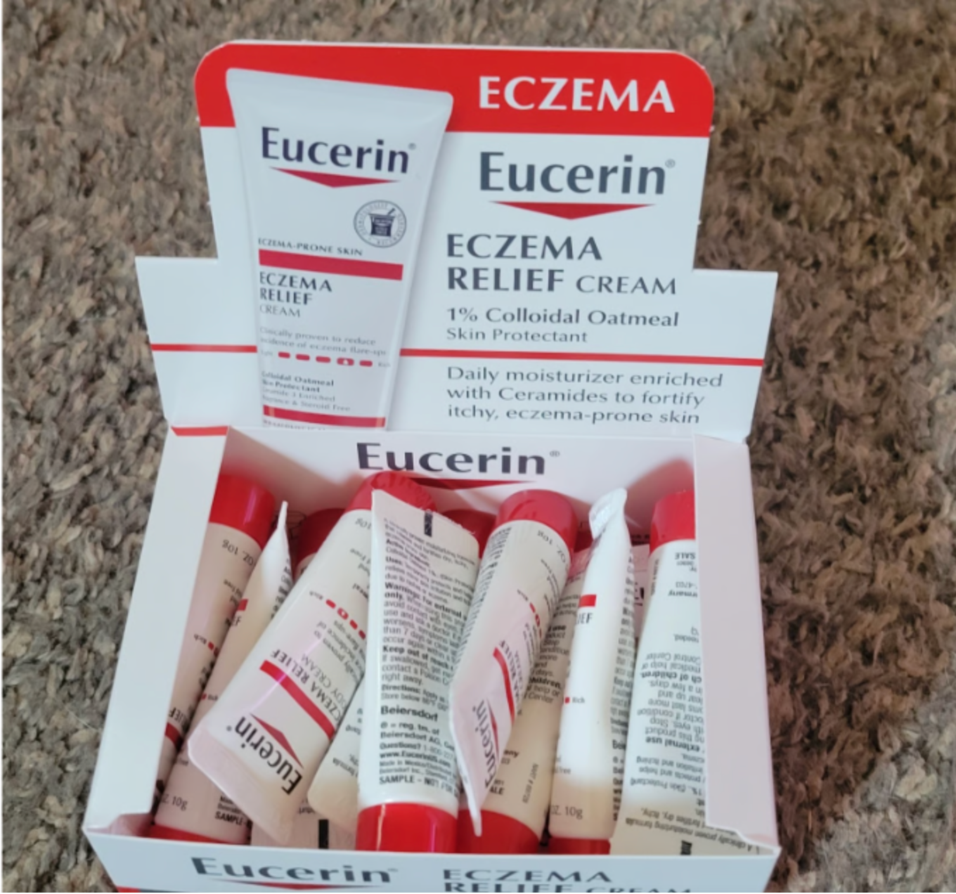 Eucerin Eczema Relief Cream Sample Travel Tubes 0.35 Oz Box of 16