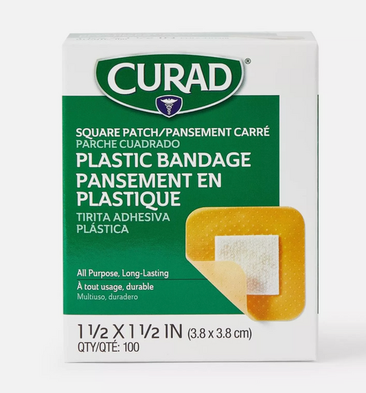 CURAD Plastic Adhesive Bandage Patch 1.5" x 1.5"