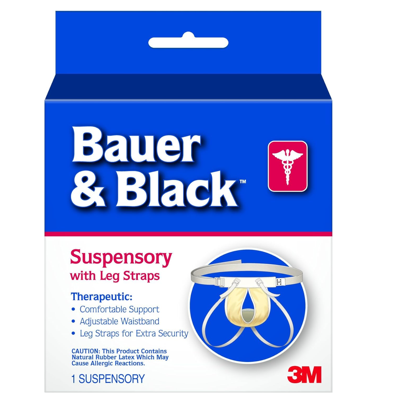 3M Bauer & Black Suspensory w/Leg Straps Pouch 201161 Washable Size Small