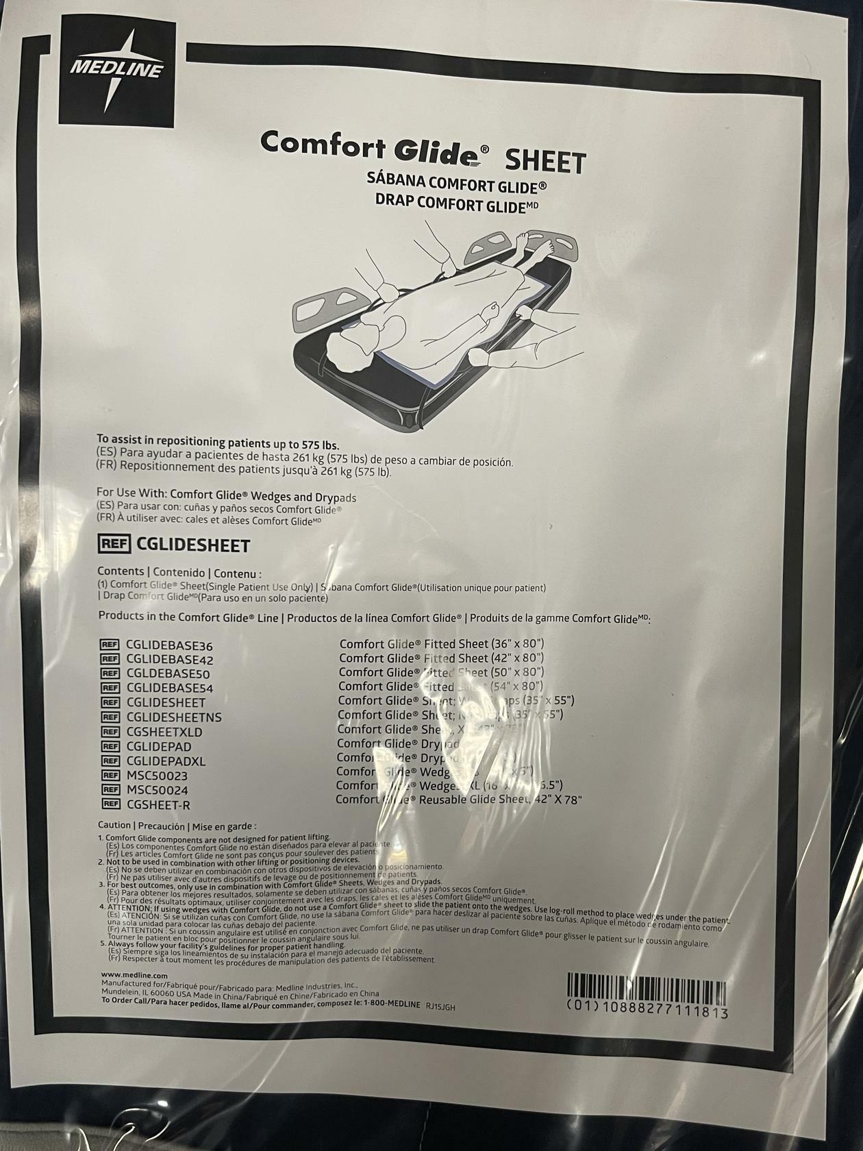 Medline ComfortGlide 2 Straps 35" x 55" Repositioning Sheets 575 lbs. Capacity